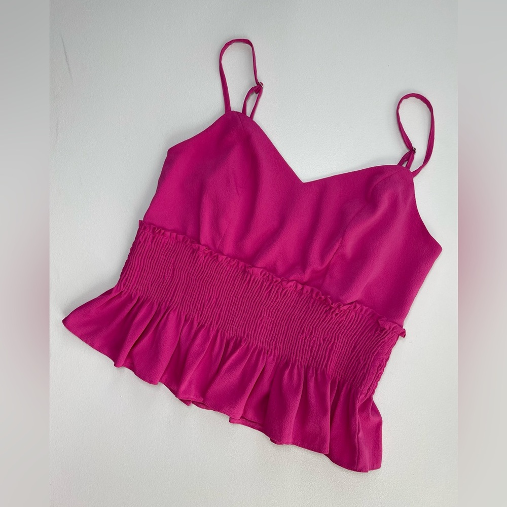 Romeo + Juliet Couture Smocked Ruffle Peplum Top | Small